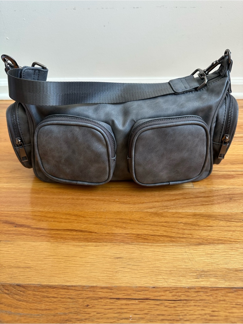 Urban Outfitters Charcoal Gray Shoulder Bag with Front Pockets